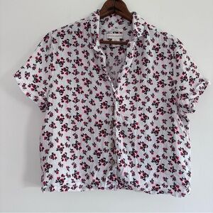 Cynthia Rowley 100% Linen Floral Button Collar Shirt